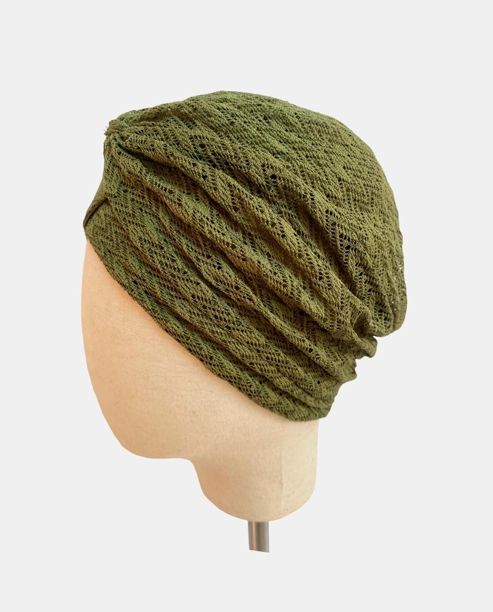 Turbante de Crochet Forrado a Bambu - Caqui Verde-2
