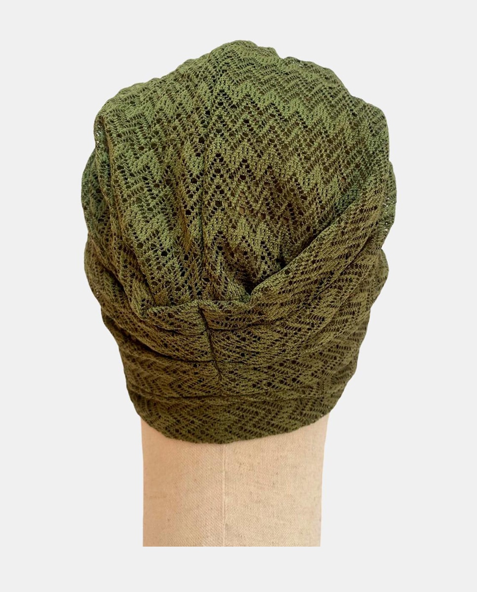Turbante de Crochet Forrado a Bambu - Caqui Verde-3