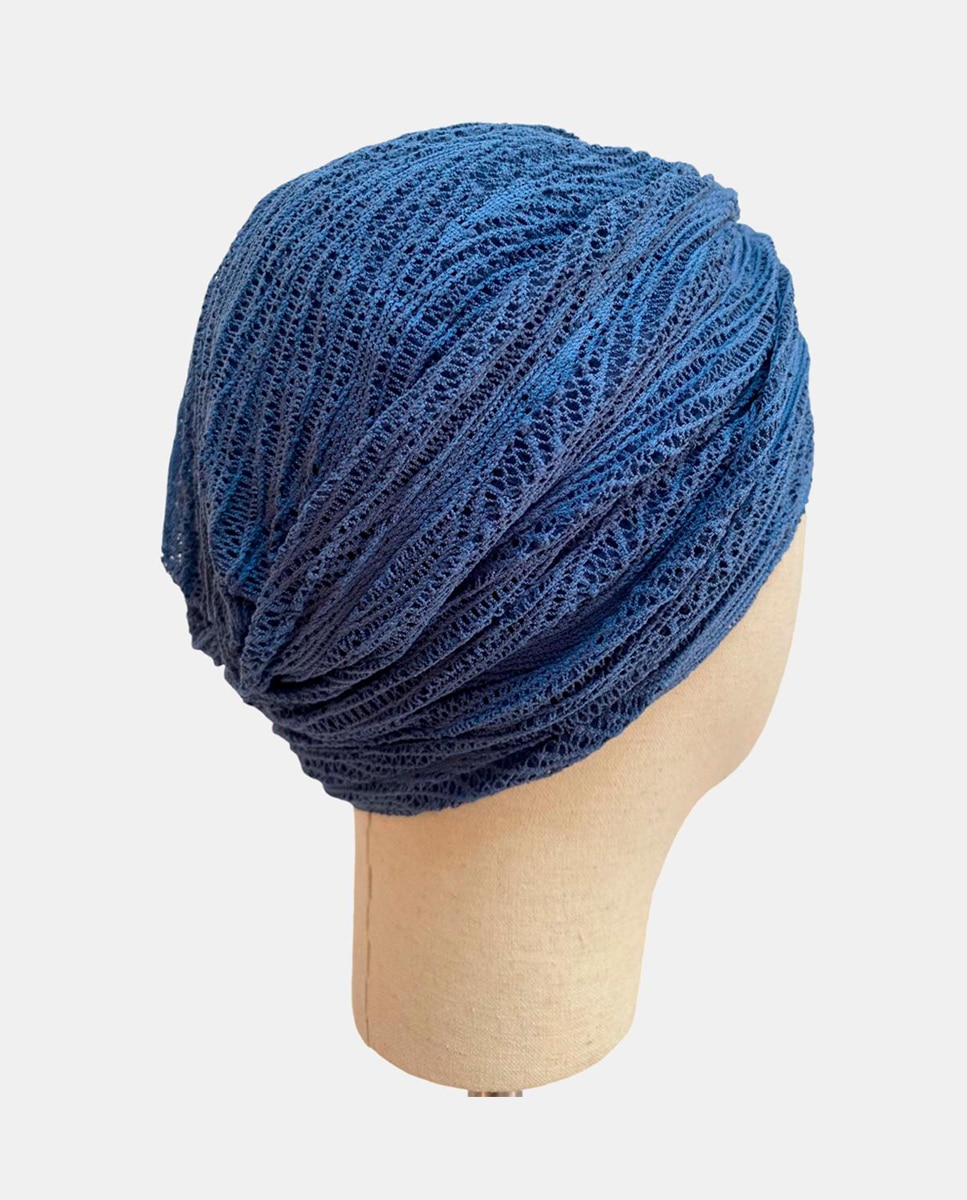 Turbante de Crochet Forrado a Bambu - Caqui Azul-claro-2