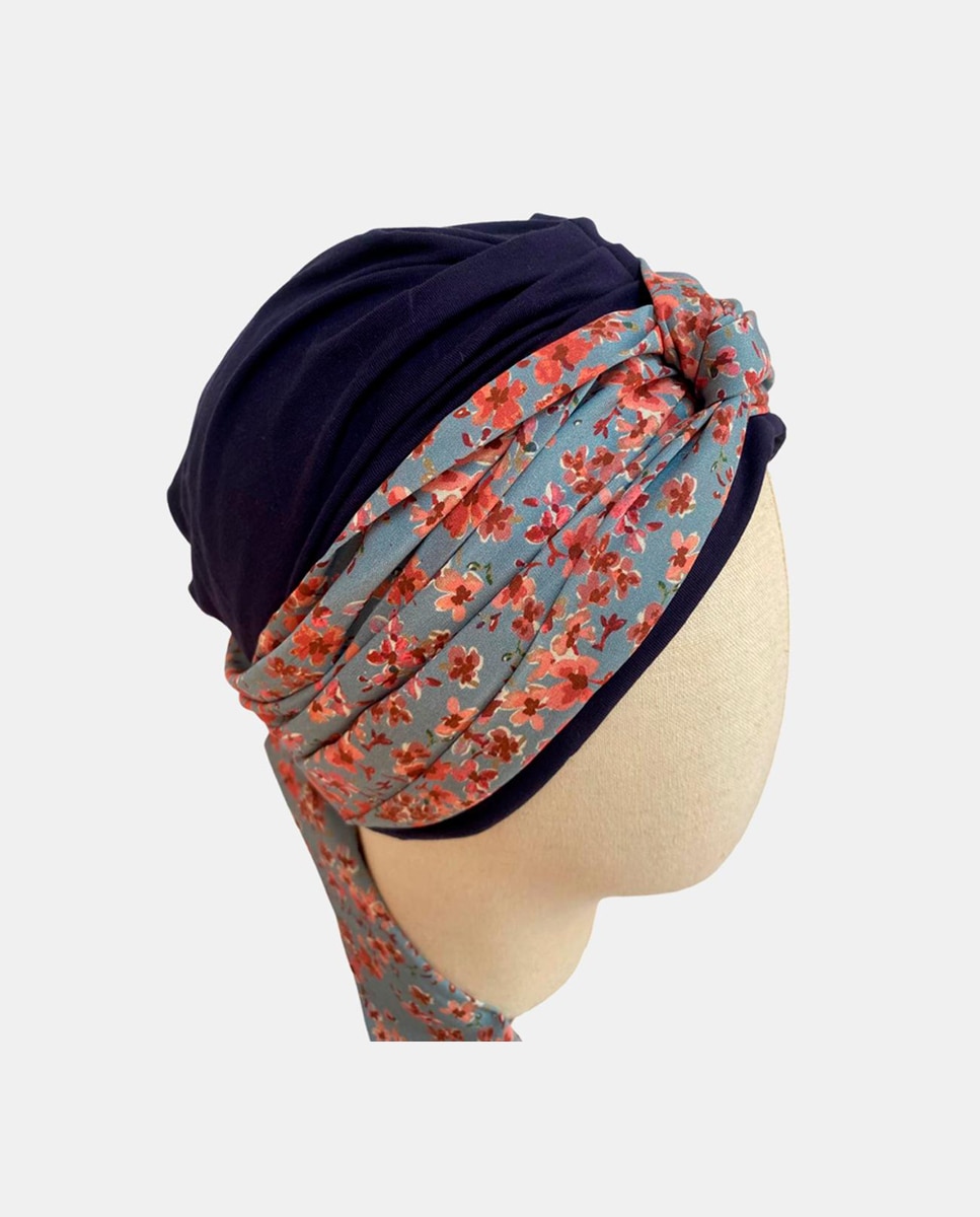 Turbante com Palas de Flores - Lilás/Violeta Azul-2
