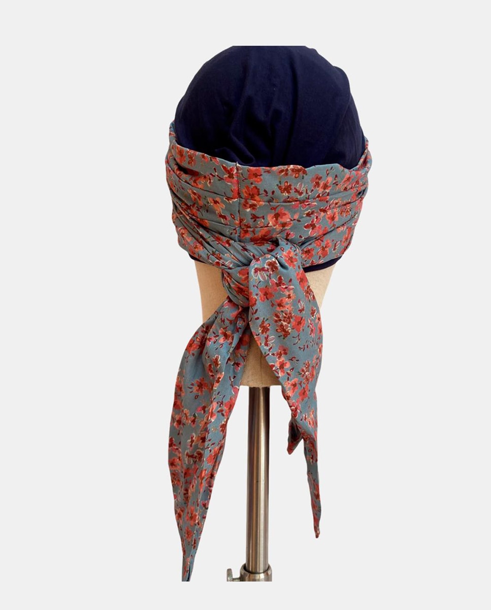 Turbante com Palas de Flores - Lilás/Violeta Azul-3