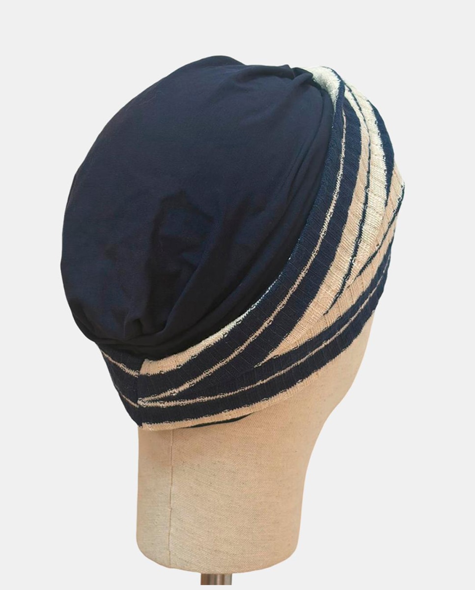 Turbante Eleganti com Cabeça 100% Bambu Azul-marinho-2