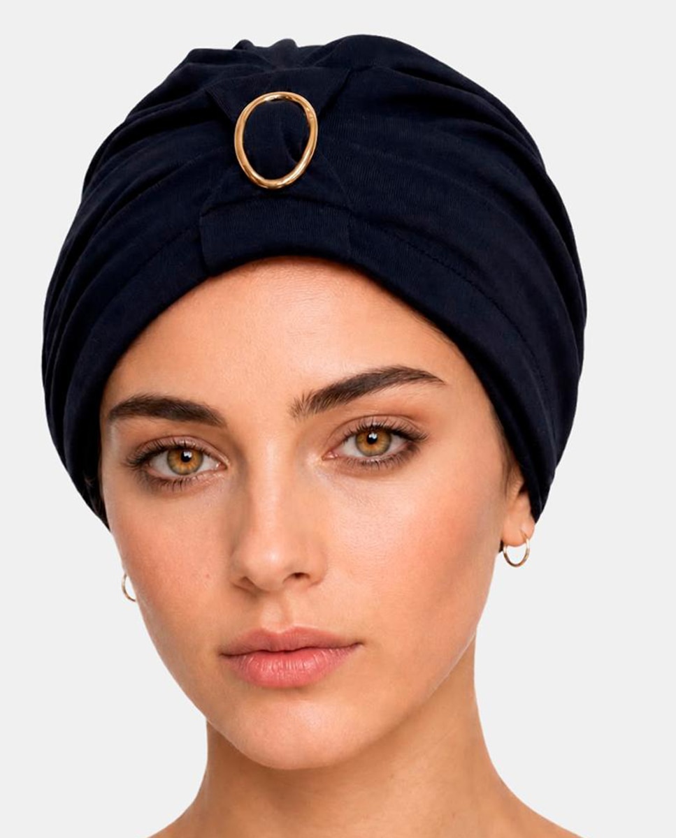 Turbante Verona com Missanga à Frente Azul-marinho-3