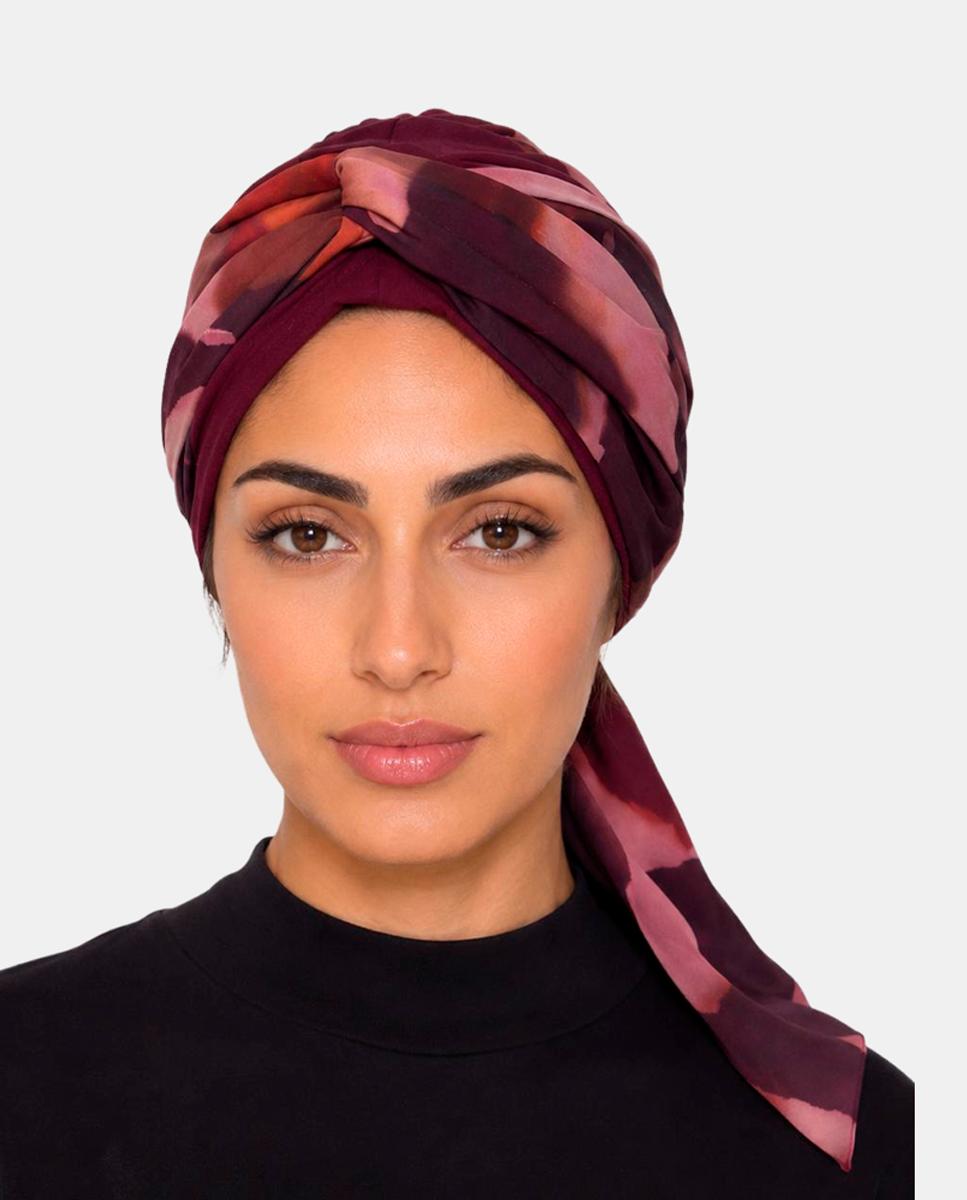 Turbante Pretty Cabeça 100% Bambu, Palas Compridas Grená-3