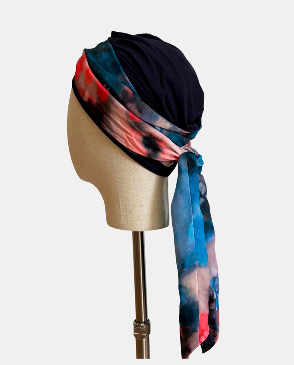 Turbante PRETTY cabeza 100% bamboo, Palas largas - Belleturban - Azul marino Azul marino-2