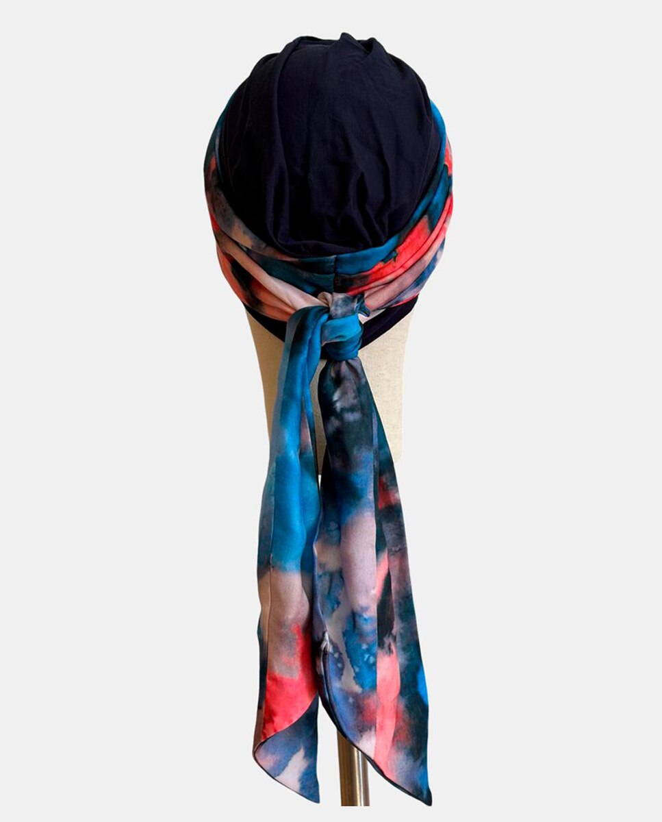 Turbante PRETTY cabeza 100% bamboo, Palas largas - Belleturban - Azul marino Azul marino-3