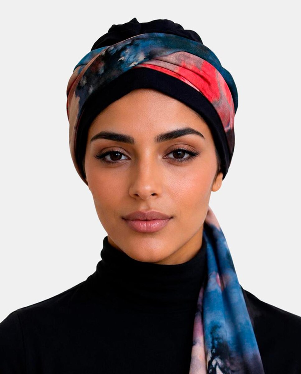 Turbante PRETTY cabeza 100% bamboo, Palas largas - Belleturban - Azul marino Azul marino-4