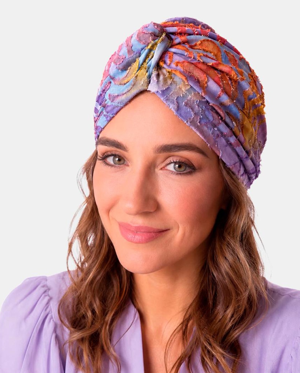 Turbante Angoloa com Nó à Frente Multicolor-3
