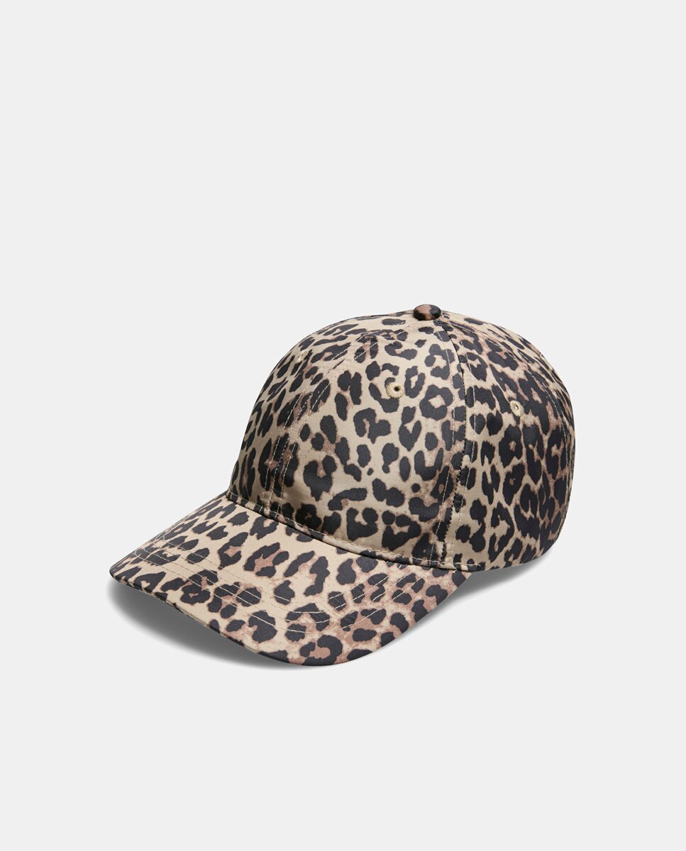 Boné com Animal Print de Leopardo Preto-1