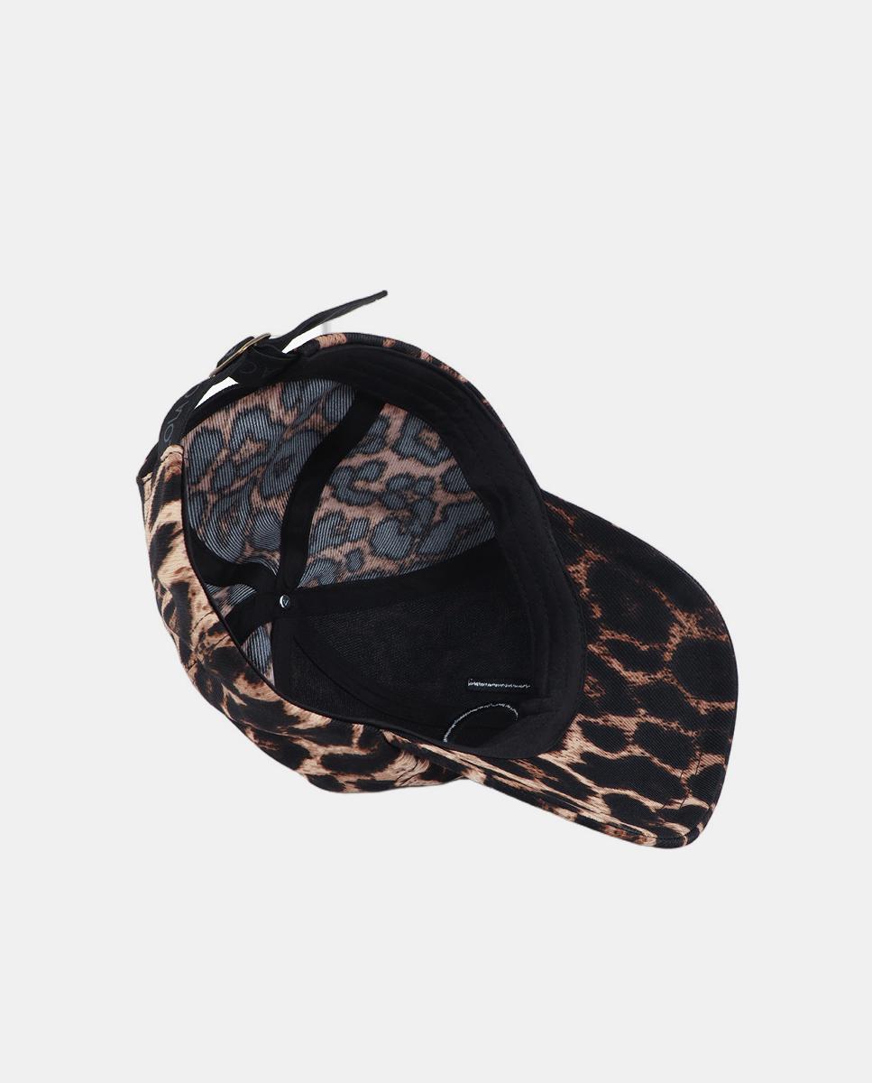 Boné com Animal Print de Leopardo e Logótipo Bordado Castanho-escuro-3