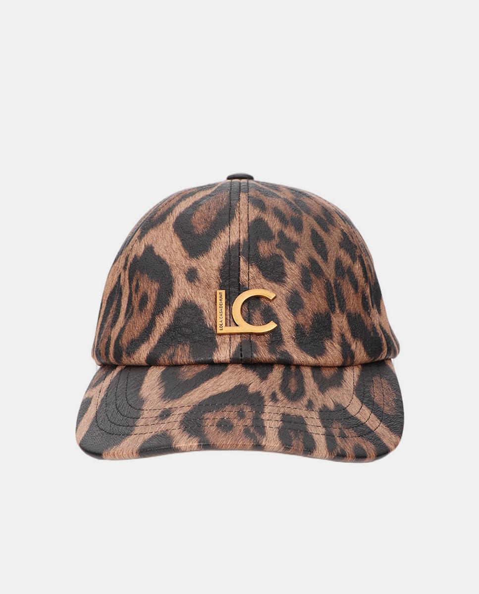 Imagem 0 de Boné Combinado com Animal Print e Eco-Couro
