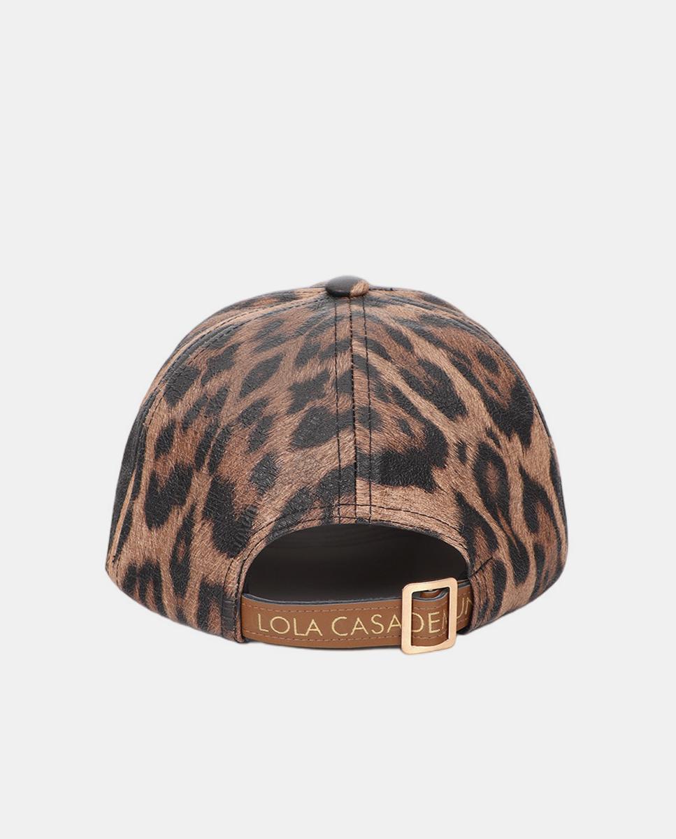 Boné Combinado com Animal Print e Eco-Couro Castanho-3