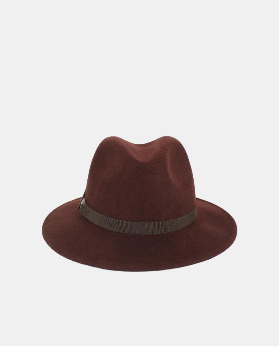 Sombrero small fedora con cinta grosgrain - Tirabasso - Marrón Marrón-2