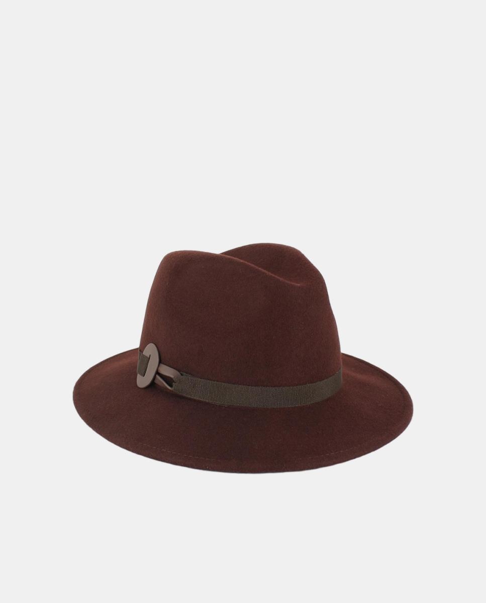 Sombrero small fedora con cinta grosgrain - Tirabasso - Marrón Marrón-3