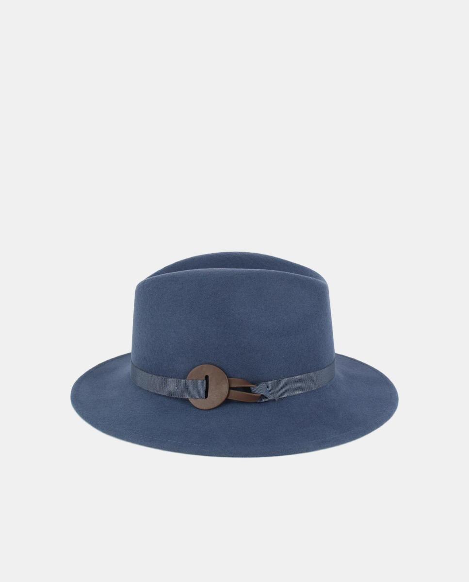 Sombrero small fedora con cinta grosgrain - Tirabasso - Azul Azul-1