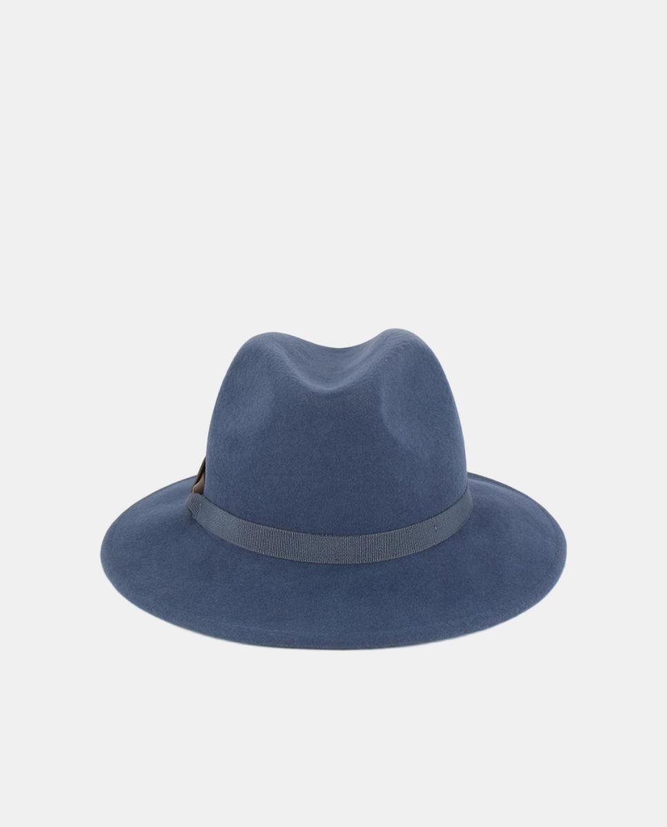 Sombrero small fedora con cinta grosgrain - Tirabasso - Azul Azul-2