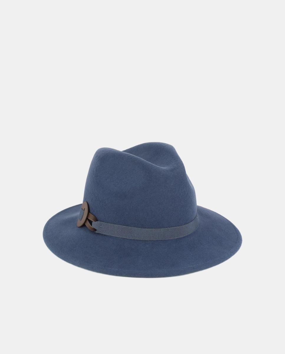 Sombrero small fedora con cinta grosgrain - Tirabasso - Azul Azul-3