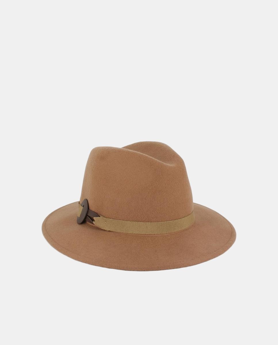 Sombrero small fedora con cinta grosgrain - Tirabasso - Marrón claro Marrón claro-2