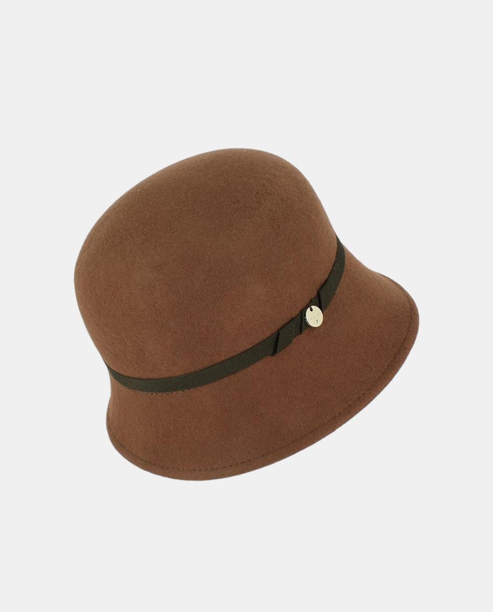 Sombrero cloche con grosgrain - Tirabasso - Marrón oscuro Marrón oscuro-1