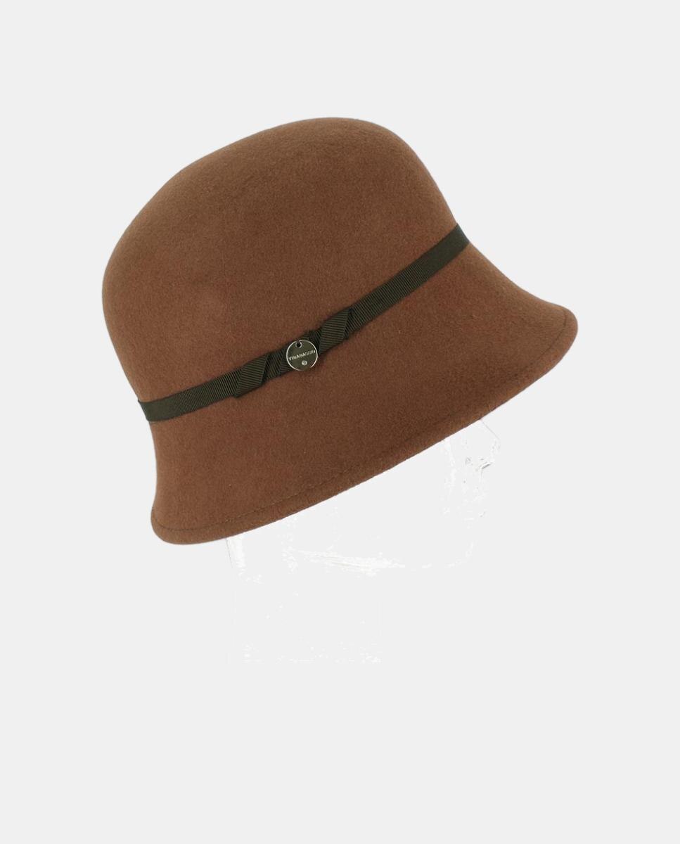 Sombrero cloche con grosgrain - Tirabasso - Marrón oscuro Marrón oscuro-2