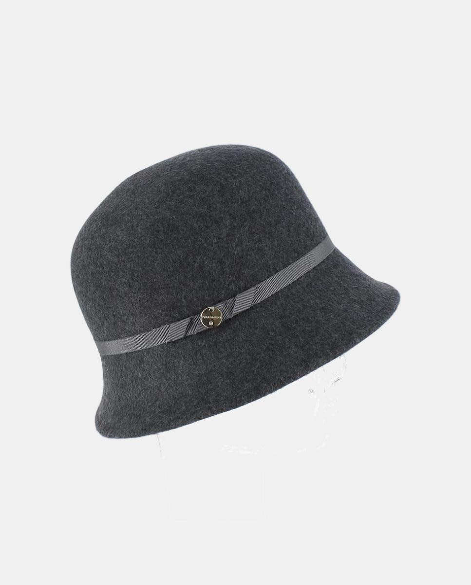 Sombrero cloche con grosgrain - Tirabasso - Gris Gris-2