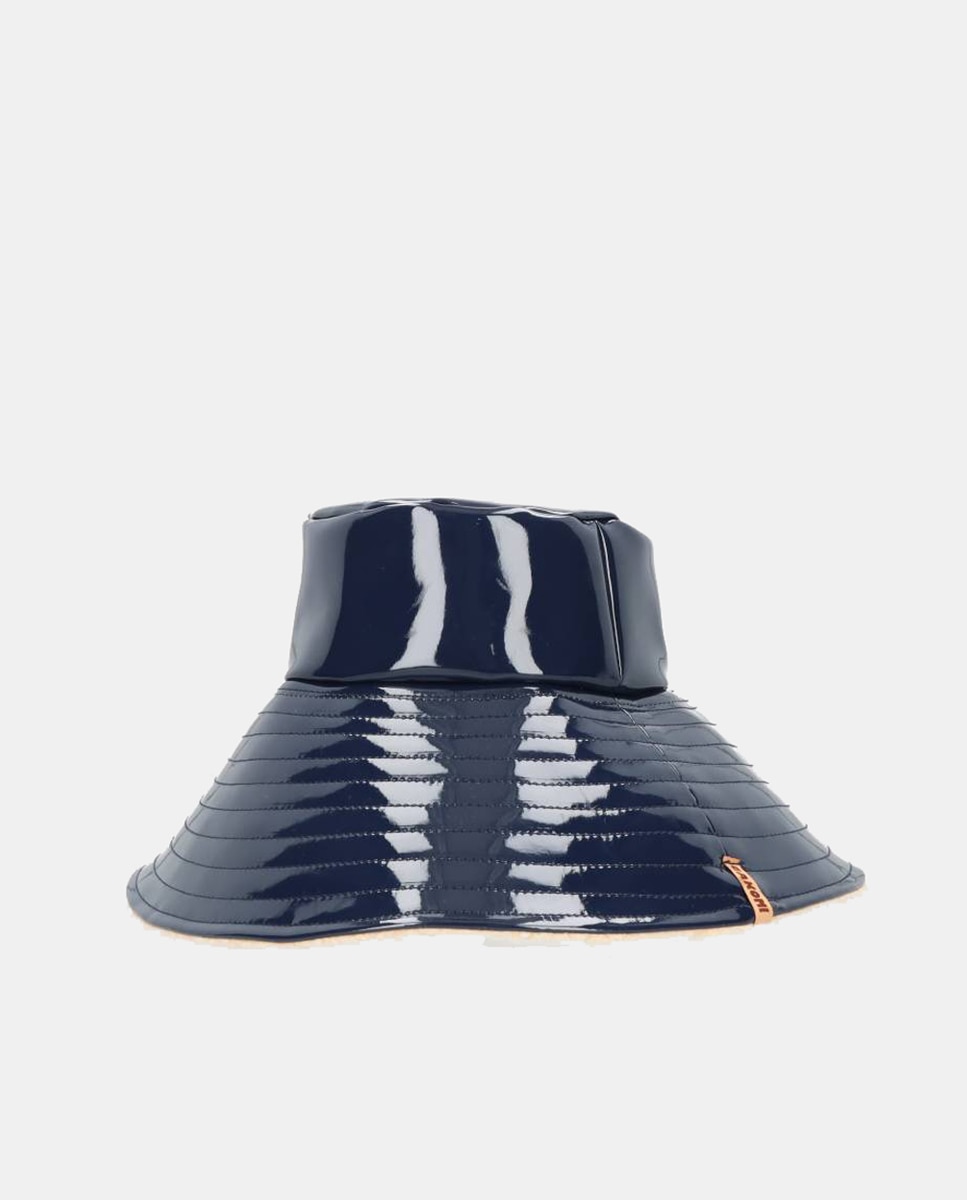 Chapéu com Verniz e Aba L Tricolor Azul-marinho-2