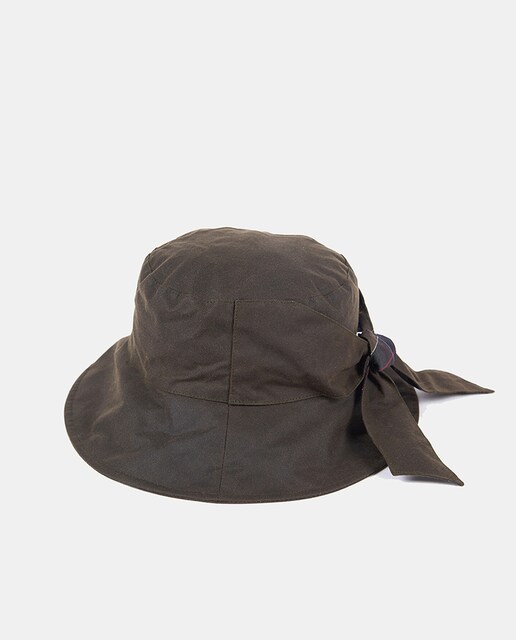Gorro bucket de algodón encerado en verde