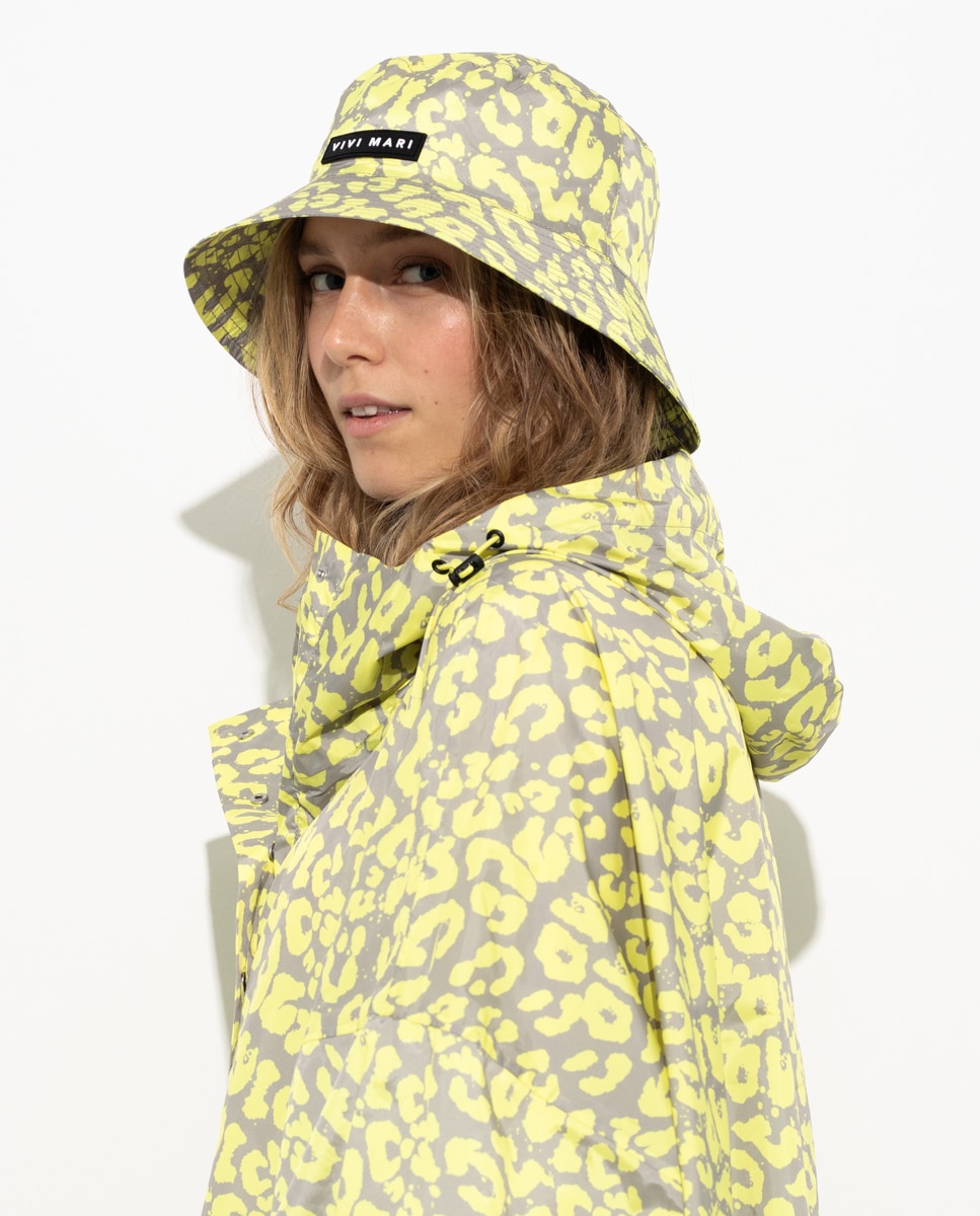 Chapéu para a Chuva com Estampado de Manchas Amarelo-2