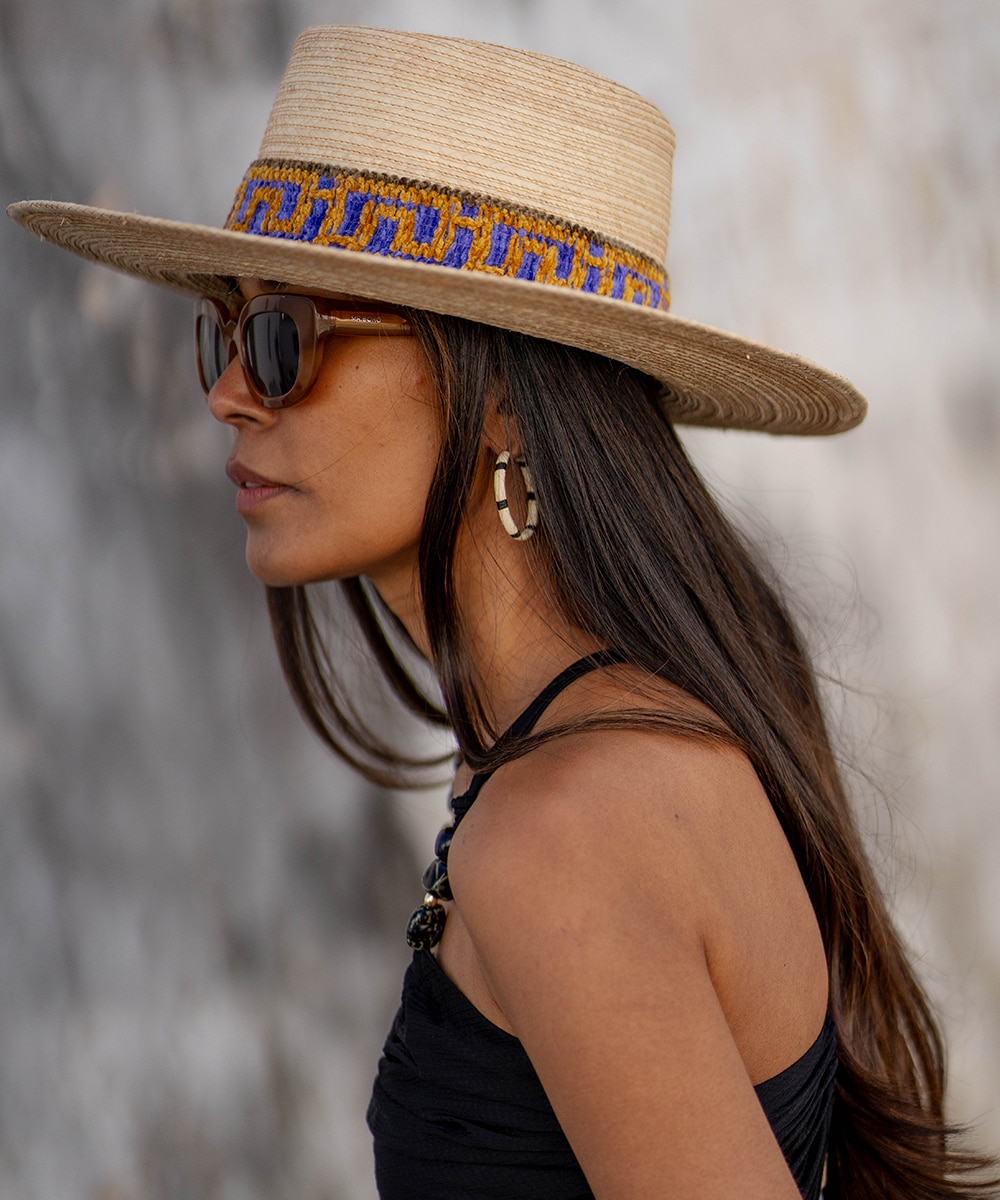 Chapéu com Fibra de Palha de Palma Lilás-2