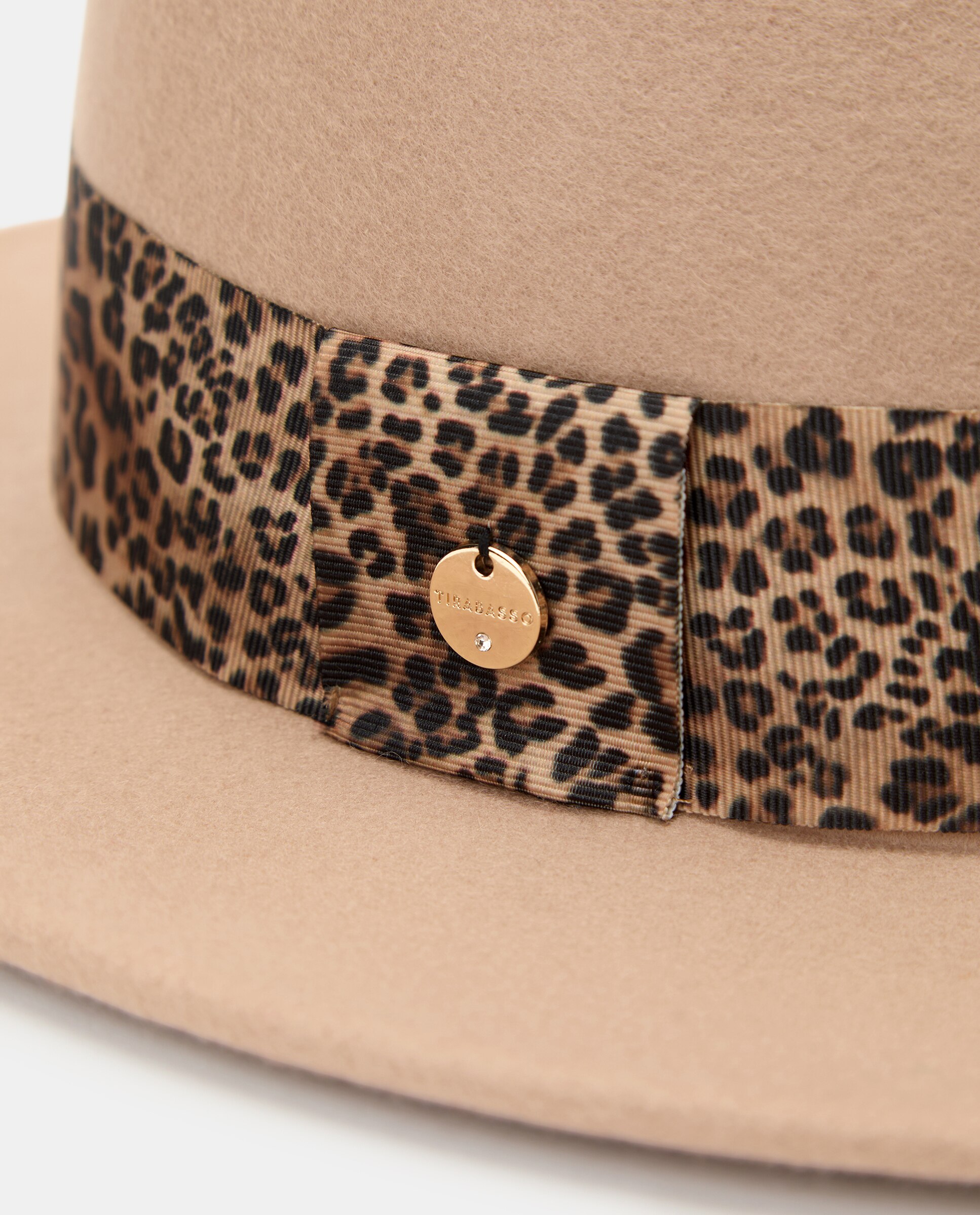 Chapéu Fedora com Fita de Animal Print de Leopardo Camel-2