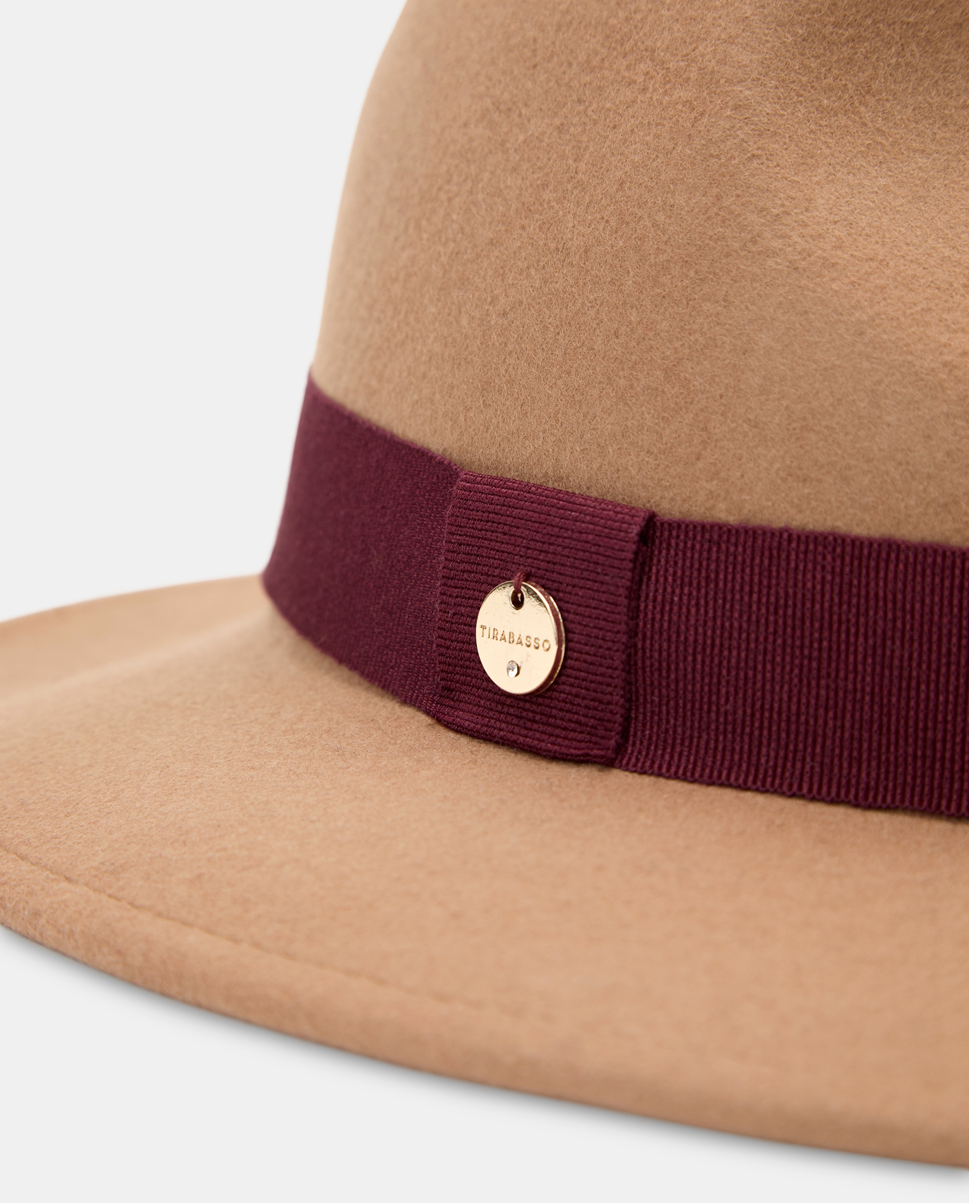 Chapéu Small Fedora com Fita Desfiada Camel-2