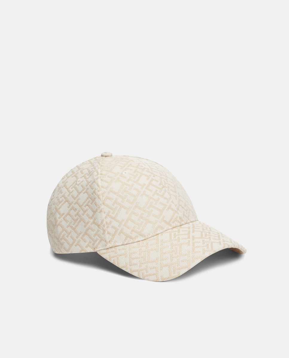 Boné com Estampado de Monograma - Creme Creme-1