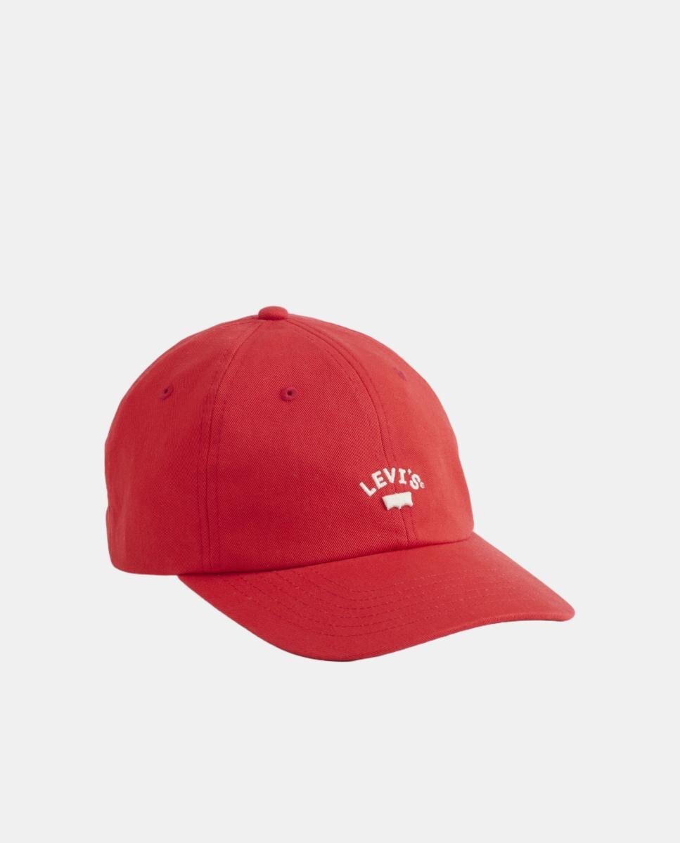 Boné de Algodão com Logótipo Bordado à Frente Vermelho-2