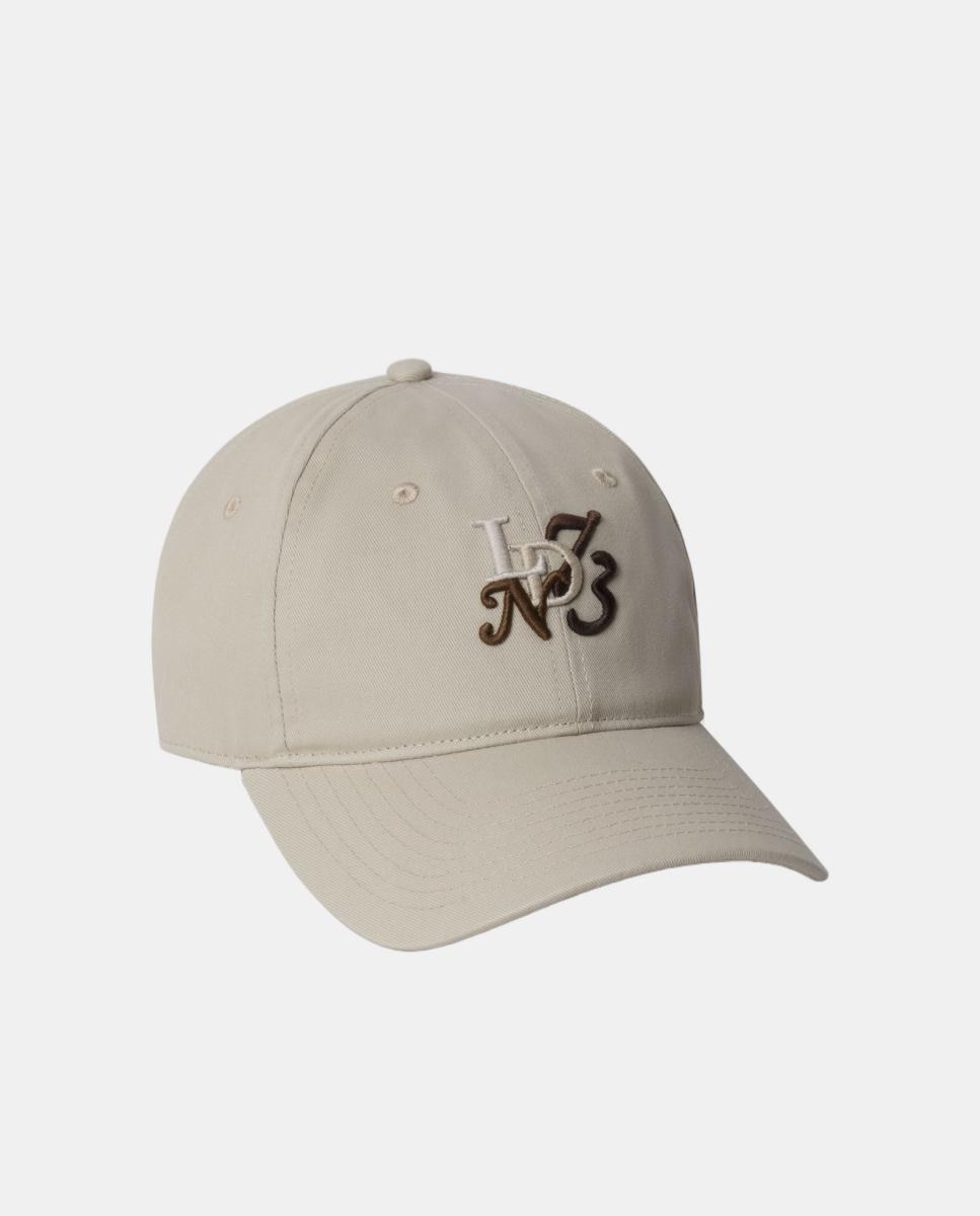 Imagen 0 de Gorra de lona con detalle de bordado artístico frontal y logo trasero. Beige