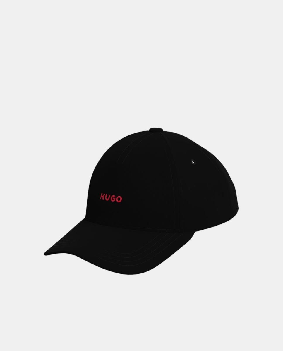Imagen 0 de Gorra de béisbol de 5 paneles con el logotipo HUGO pequeño bordado en la parte delantera Negro