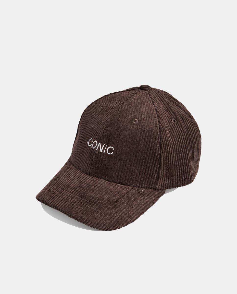 Imagen 1 de Gorra de pana con texto bordado de mujer - Pieces - Marrón oscuro Marrón oscuro