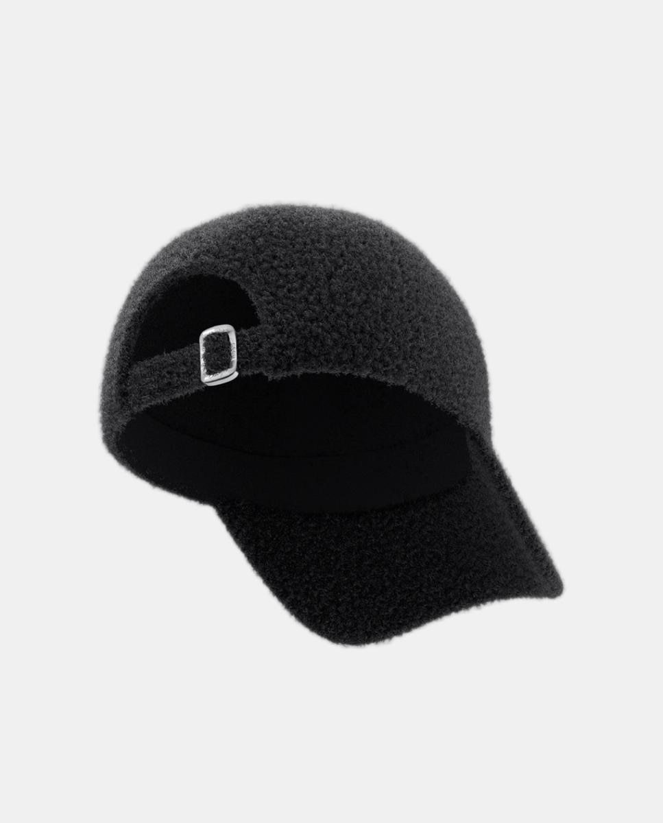 Imagen 2 de Gorra de seis paneles de tejido bouclé con el logotipo metálico de HUGO - Negro Negro