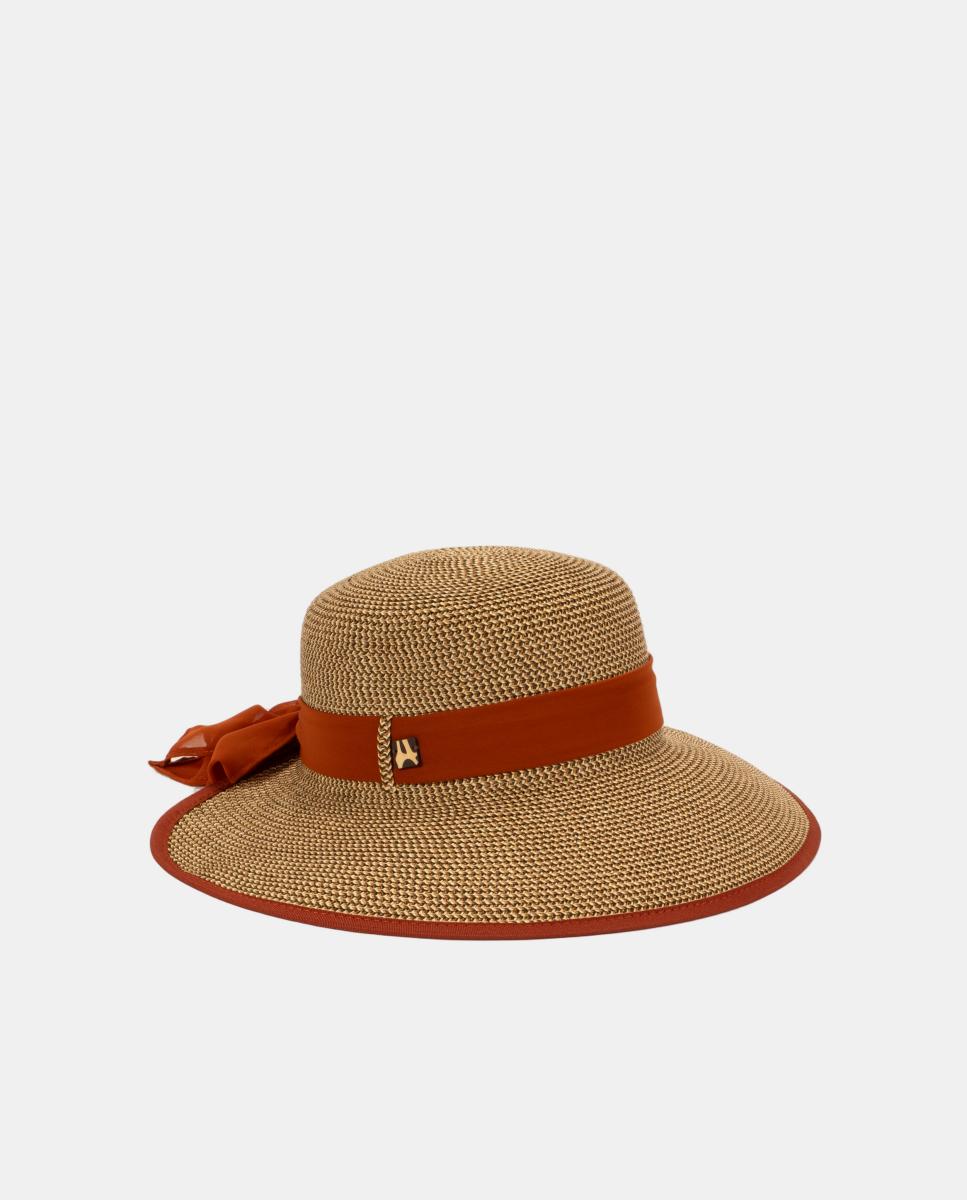 Sombrero en negro jaspeado con cinta y vivos a tono - Aranda - Marrón Marrón-1