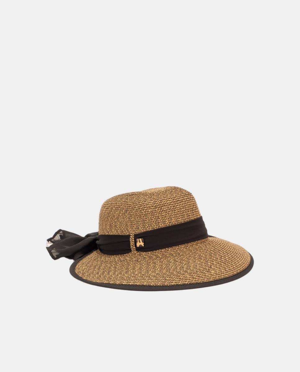 Imagem 0 de Chapéu Mesclado com Fita e Vivos a Condizer - Preto