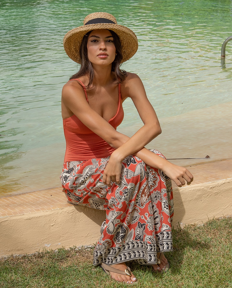 Chapéu Gambler de Ráfia Bege-4