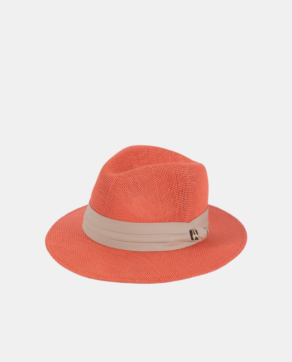 Imagem 0 de Chapéu Indiana com Fita em Contraste e em Papel - Vermelho