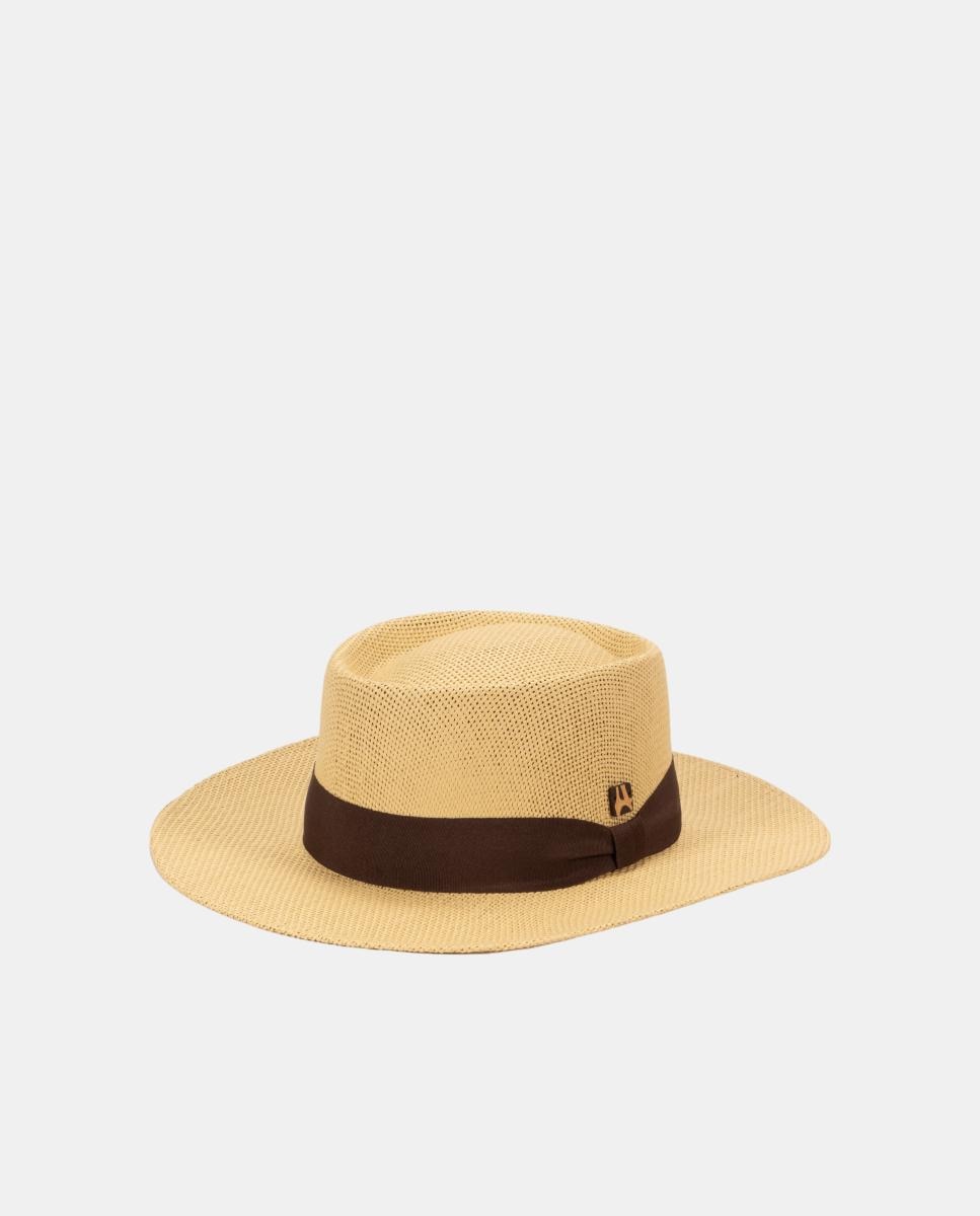 Sombrero gambler de papel en con cinta marrón - Aranda - Beige Beige-1