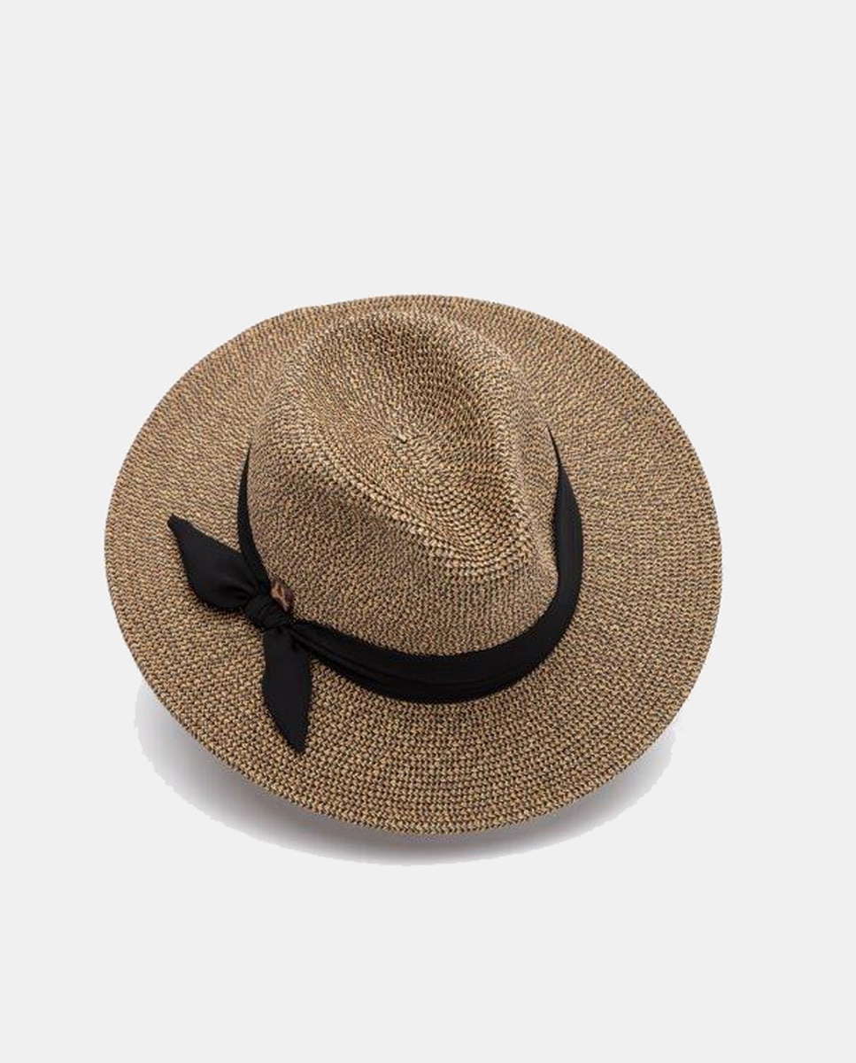 Imagem 0 de Chapéu Indiana Mesclado com Fita e Laço - Preto