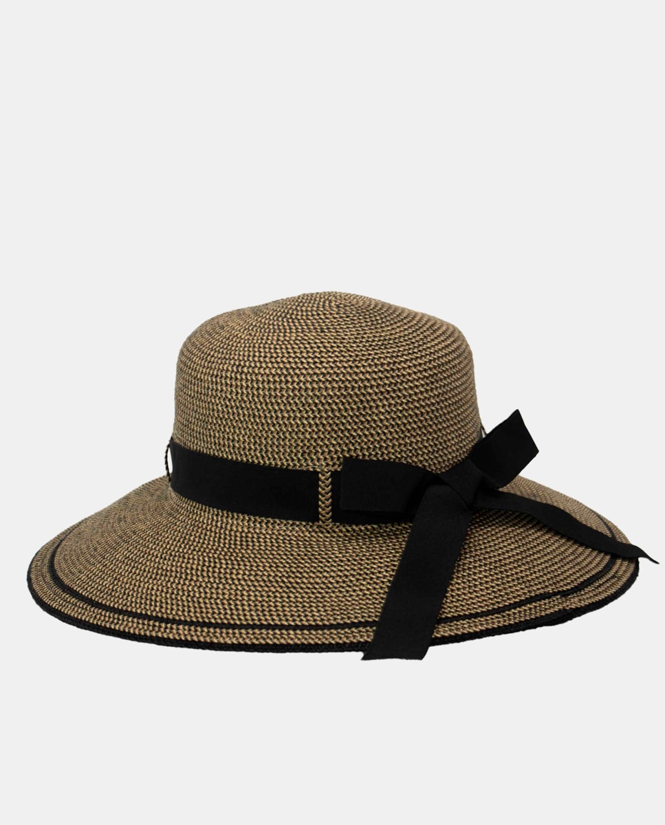 Chapéu com Proteção Solar e Fita - Castanho/Preto Castanho-2