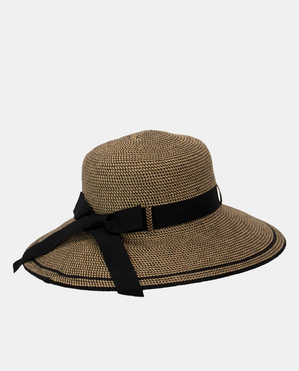 Chapéu com Proteção Solar e Fita - Castanho/Preto Castanho-3