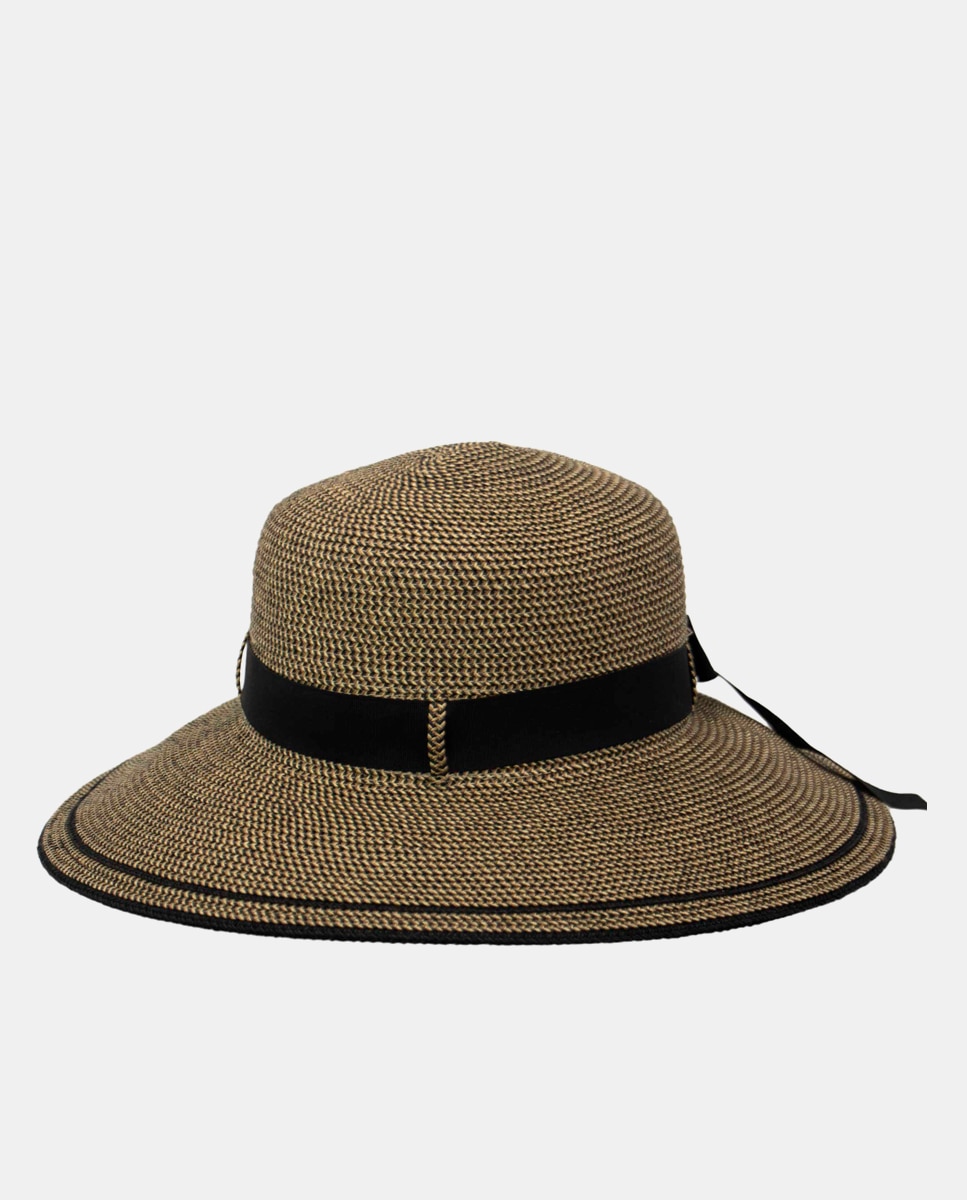 Chapéu com Proteção Solar e Fita - Castanho/Preto Castanho-4