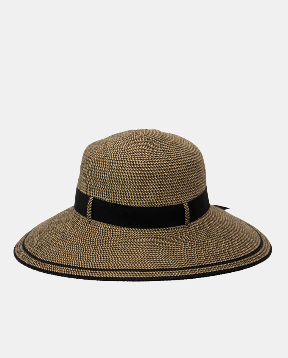 Chapéu com Proteção Solar e Fita - Castanho/Preto Castanho-5