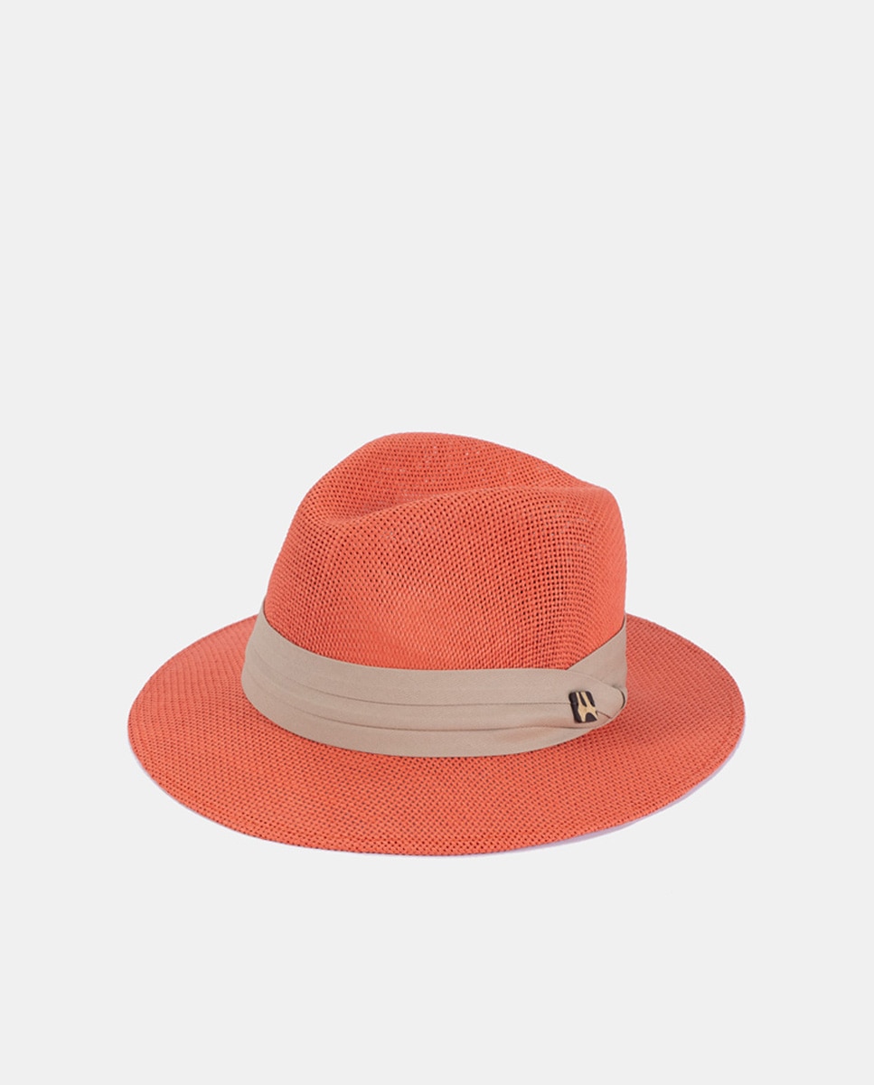 Imagem 0 de Chapéu Indiana com Fita em Contraste e em Papel - Vermelho