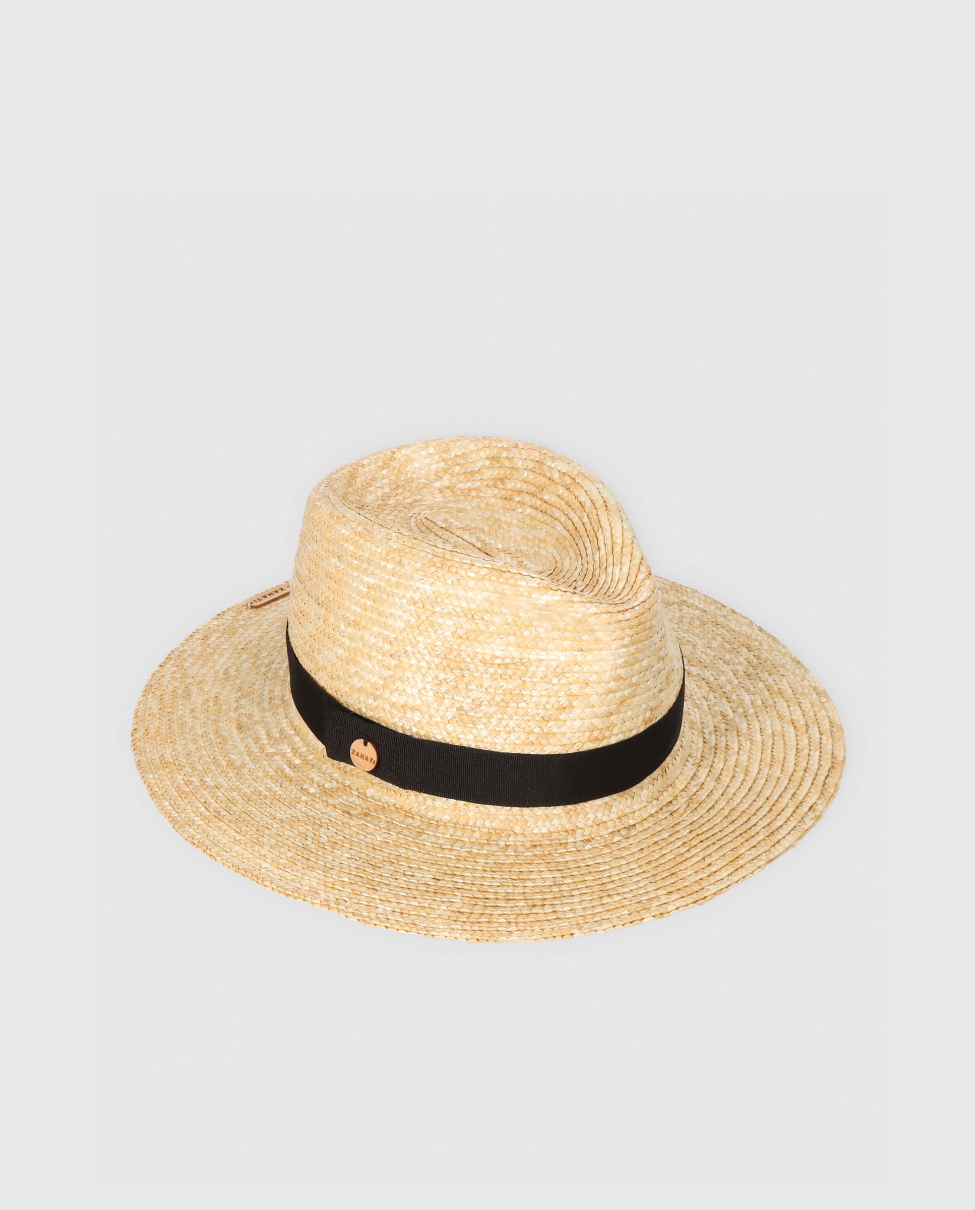 Fedora com Fita e em Palha - Cru/Preto Natural-1