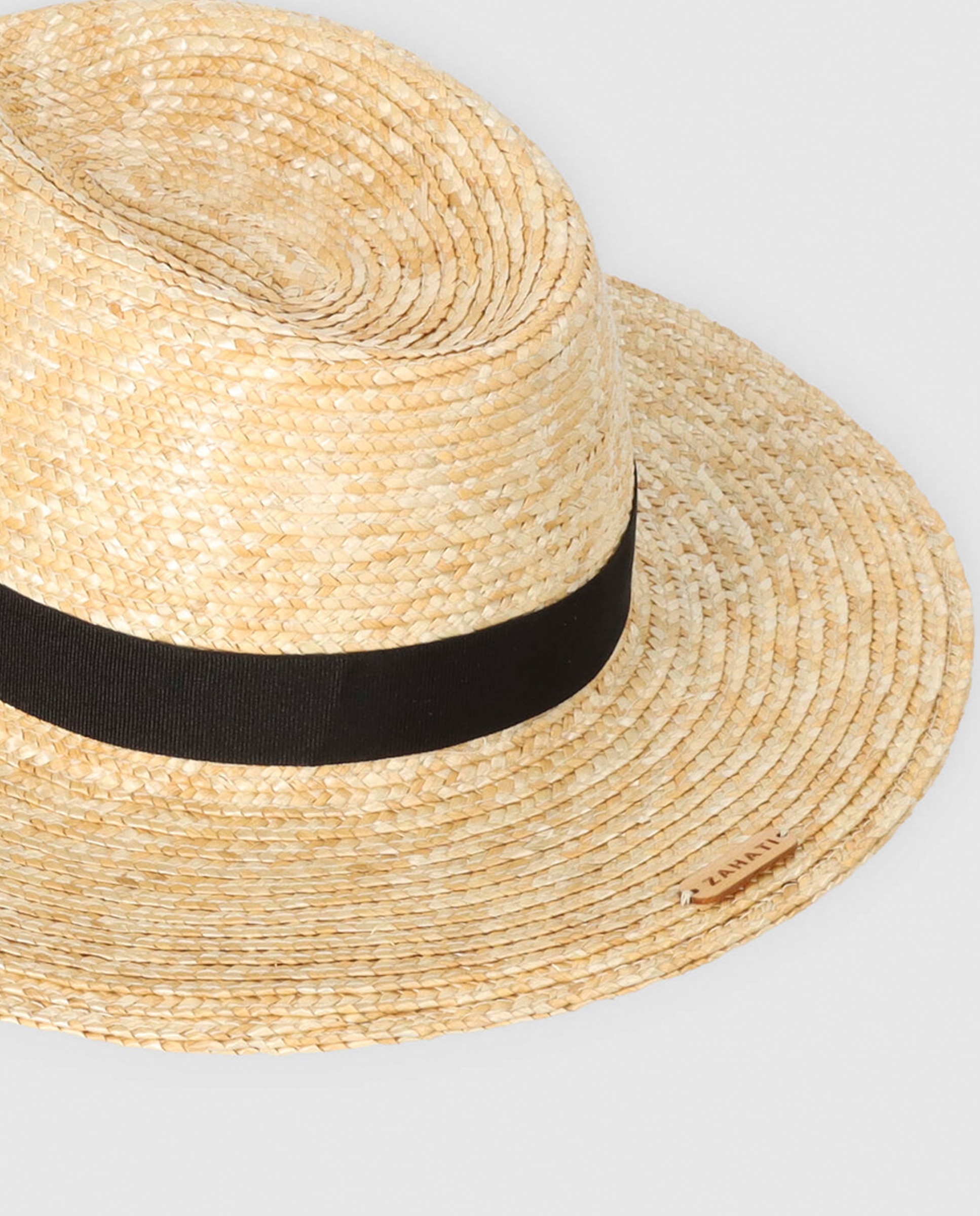 Fedora com Fita e em Palha - Cru/Preto Natural-2